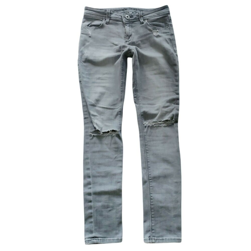 DL1961 Premium Denim Emma Legging Bailey gray distressed skinny jeans Size 26